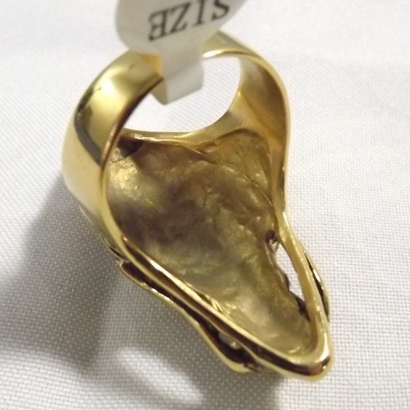 Gold-Tone Metal Stainless Steel Dragon Head Ring, Size 12 - Picture 6 of 7